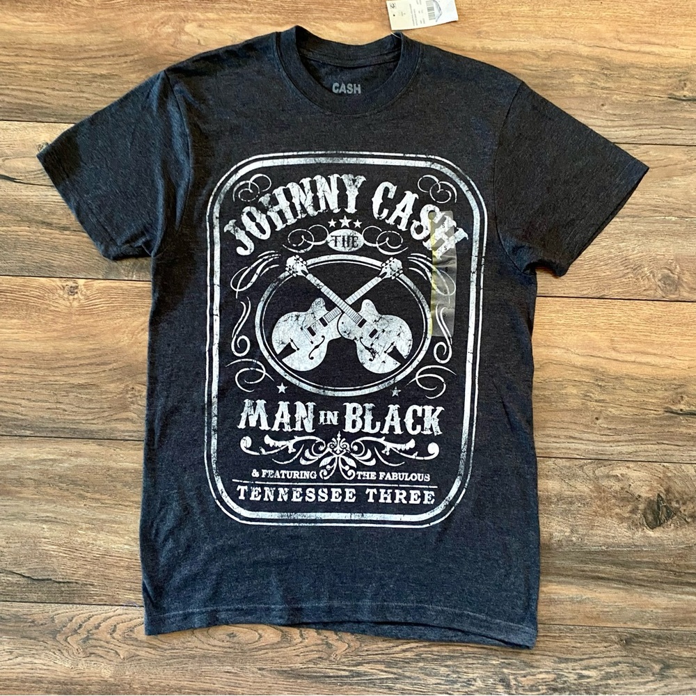 Johnny Cash NEW T-Shirt Small Charcoal Black